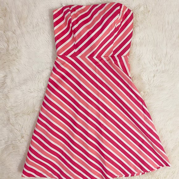 Ann Taylor Vintage Pink Peach Stripes Dress Size 2 - Picture 3 of 10